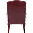 Elegant Mahogany Wood Finish Vintage Designer Wingback Traditional  Burgundy Armchair on Sale