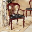 European Style Solid Mahogany  Fluted Leather Dining Armchairs Discount