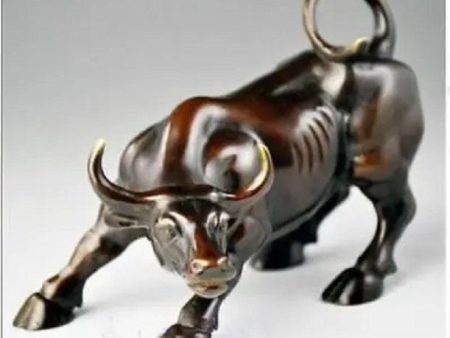 Feng Shui Cooper Brown Wall Street Bull Statue Enhance Wealth and Success Online