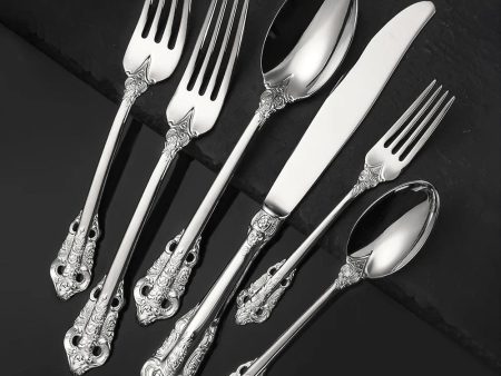 30-Pieces Royal Style Vintage Silver Plated Stainless Steel Cutlery Sets Online now