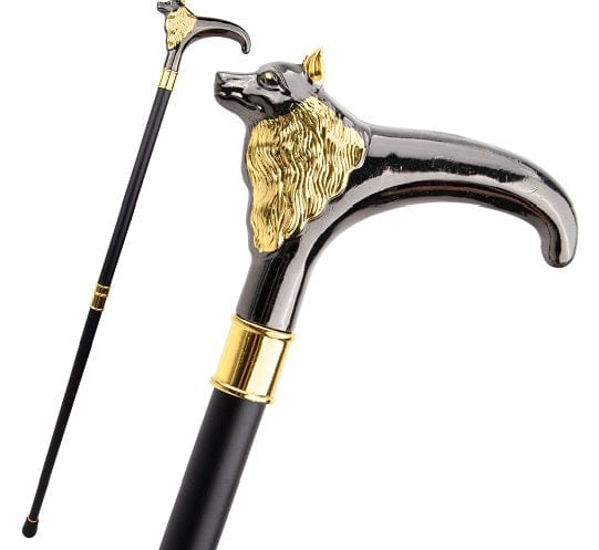 Collectible  Gentleman Gold Black Luxury Fox Walking Stick Discount