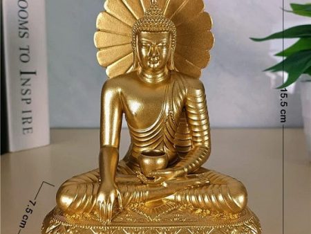 Feng Shui Gold and Bronze Sakyamuni Meditation Buddha Sculpture Seating On Lotus Flower Symbol of Compassion and Mercy and Healing Discount