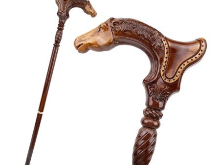 Luxury Race Horse Brown Wood Handle Walking Cane Fashion Gentleman Walking Stick Fashion