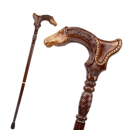 Luxury Race Horse Brown Wood Handle Walking Cane Fashion Gentleman Walking Stick Fashion