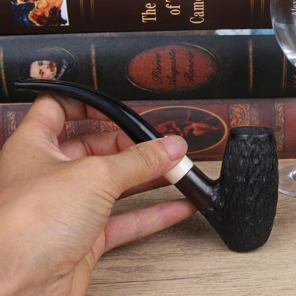 Classic Long Ebony Wood Solid Churchwarden Wood Bent  Pipe Online Hot Sale