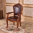 Luxury Italian Style Mahogony Wood Hand Carving Leather and Upholstered  Dining Chairs Hot on Sale