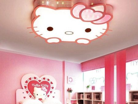 Pink Kitty Cat Ceiling LED Creative Fashion Design Lamp Dimming with Remote Control For Kids Rooms Bedrooms Online now