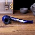 Savinelli Unique Italian Collectible Hand Made Solid Briar Wood Blue with Crocodile Pattern Pipe For Cheap