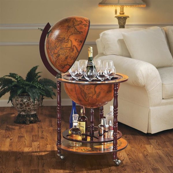 Italian Style Globe Bar Liquor Cabinet With Old World Charm For Cheap