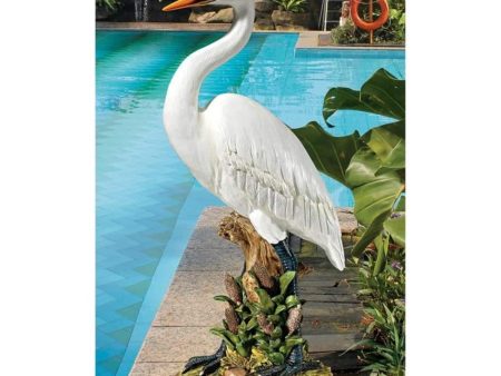 Great White Egret Poolside Garden Statue Online now