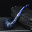 Savinelli Unique Italian Collectible Hand Made Solid Briar Wood Blue with Crocodile Pattern Pipe For Cheap