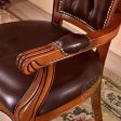 Luxury Italian Style Mahogony Wood Hand Carving Leather and Upholstered  Dining Chairs Hot on Sale