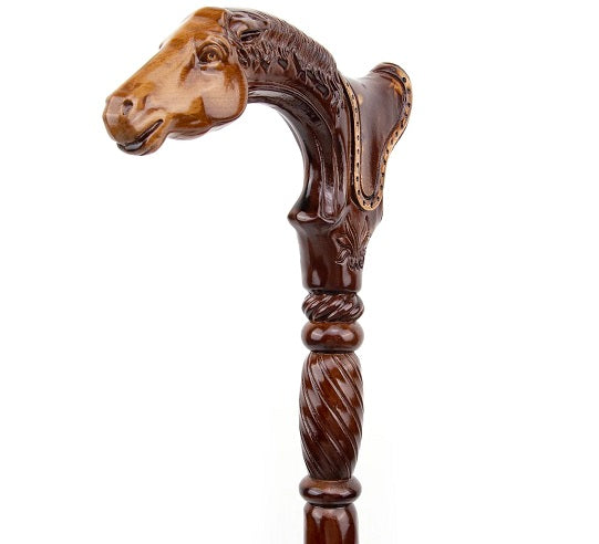 Luxury Race Horse Brown Wood Handle Walking Cane Fashion Gentleman Walking Stick Fashion