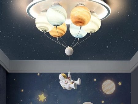 Astronaut With Planets Ceiling LED imming Creative Fashion Design Ceiling Lamp With Remote Control For Kids Rooms Bedrooms Cheap