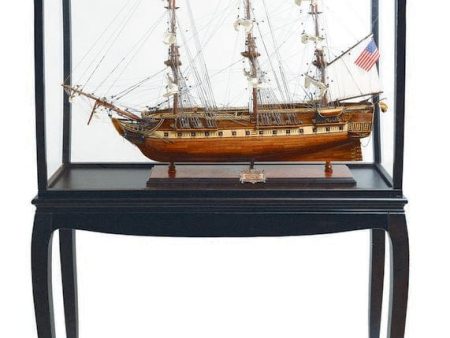 USS Constitution Large Tall Ship Wood Model Sailboat With Floor Display Case Combo Assembled Online Sale