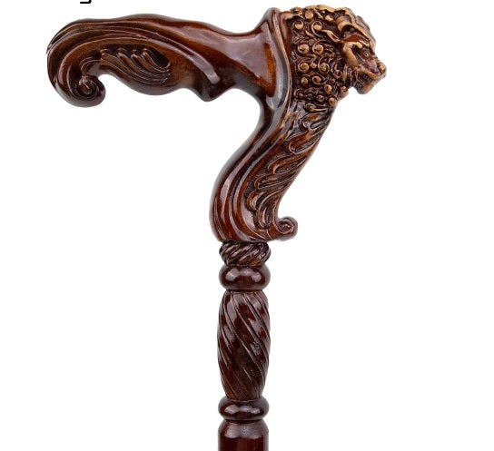 Luxury Lion Handle Hand Curve Walking Cane Fashion Gentleman Wood Walking Stick on Sale