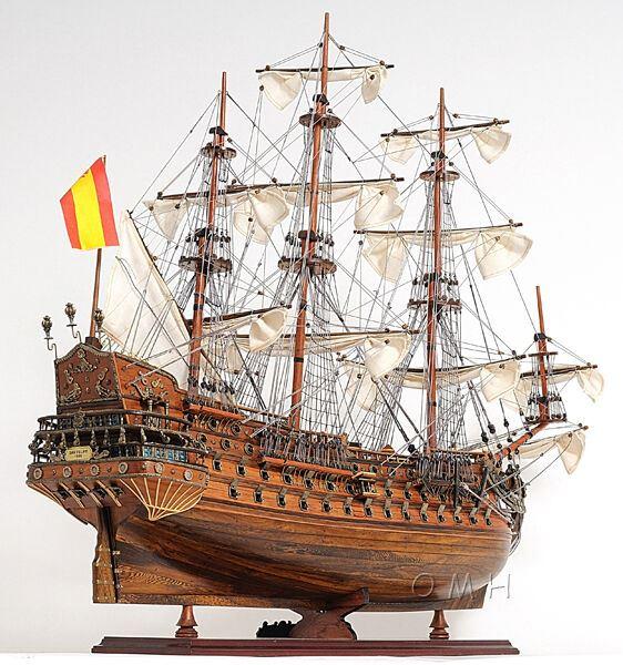 San Felipe Spanish Armada Galleon Large Tall Ship Exclusive Edition Large Wood Model Sailboat Assembled  With Floor Display Case Online Sale