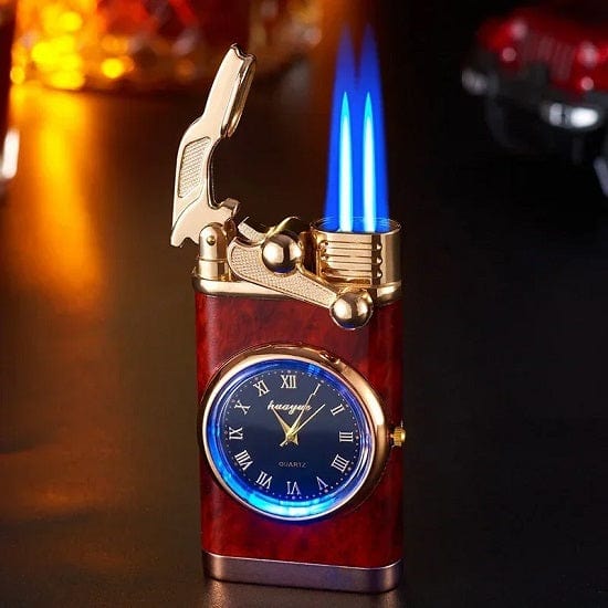 Private Collection Deasigner Windproof Gas Lighter with Quartz Wrist Watch Gift Smoking Accessories on Sale