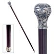 Italian Solid Hardwood Ornamental Classic Flamboyant  Ball Pewter Walking Stick Collectible Gift Fashion