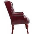 Elegant Mahogany Wood Finish Vintage Designer Wingback Traditional  Burgundy Armchair on Sale