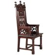 Hand Carved Solid Mahogany Replica Gothic Cathedral Arm Chair Fashion