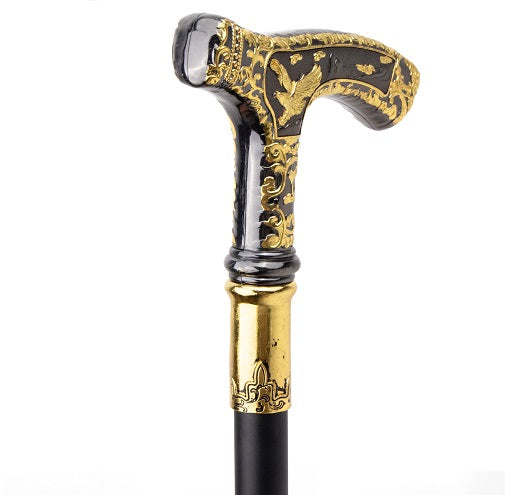 Luxury Gold Black Luxury American Eagle Handle  Walking Cane Fashion Gentleman  Walking Stick Sale