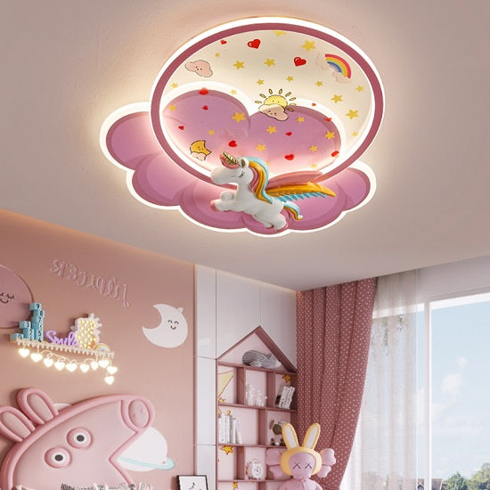 Pink Princess Unicorn Ceiling LED Creative Fashion Design Lamp Dimming with Remote Control For Kids Rooms Bedrooms Hot on Sale