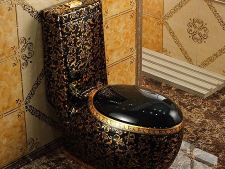 Private Collection Royal Style Elegant Luxury Creative Art Gold Plated Ceramic Super Swirling Toilet Cheap