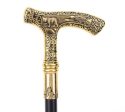 Gold Luxury Bear Handle Curve Line Type Walking Cane Fashion Gentleman Walking Stick on Sale