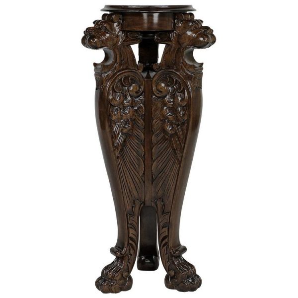 Manor Royal Winged Lion Hand Carved Maconomy Pedestal Hot on Sale